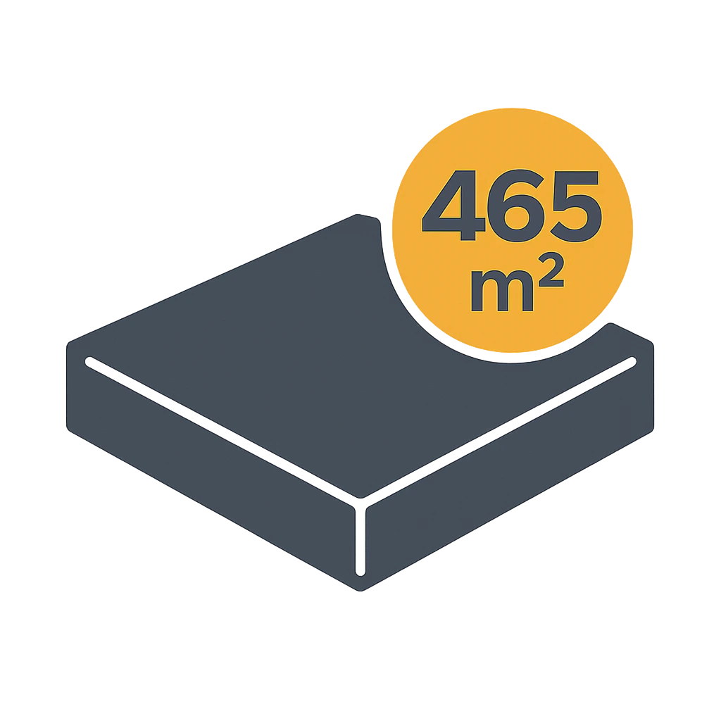 Icon für Nahtlos bis 465 Quadratmeter