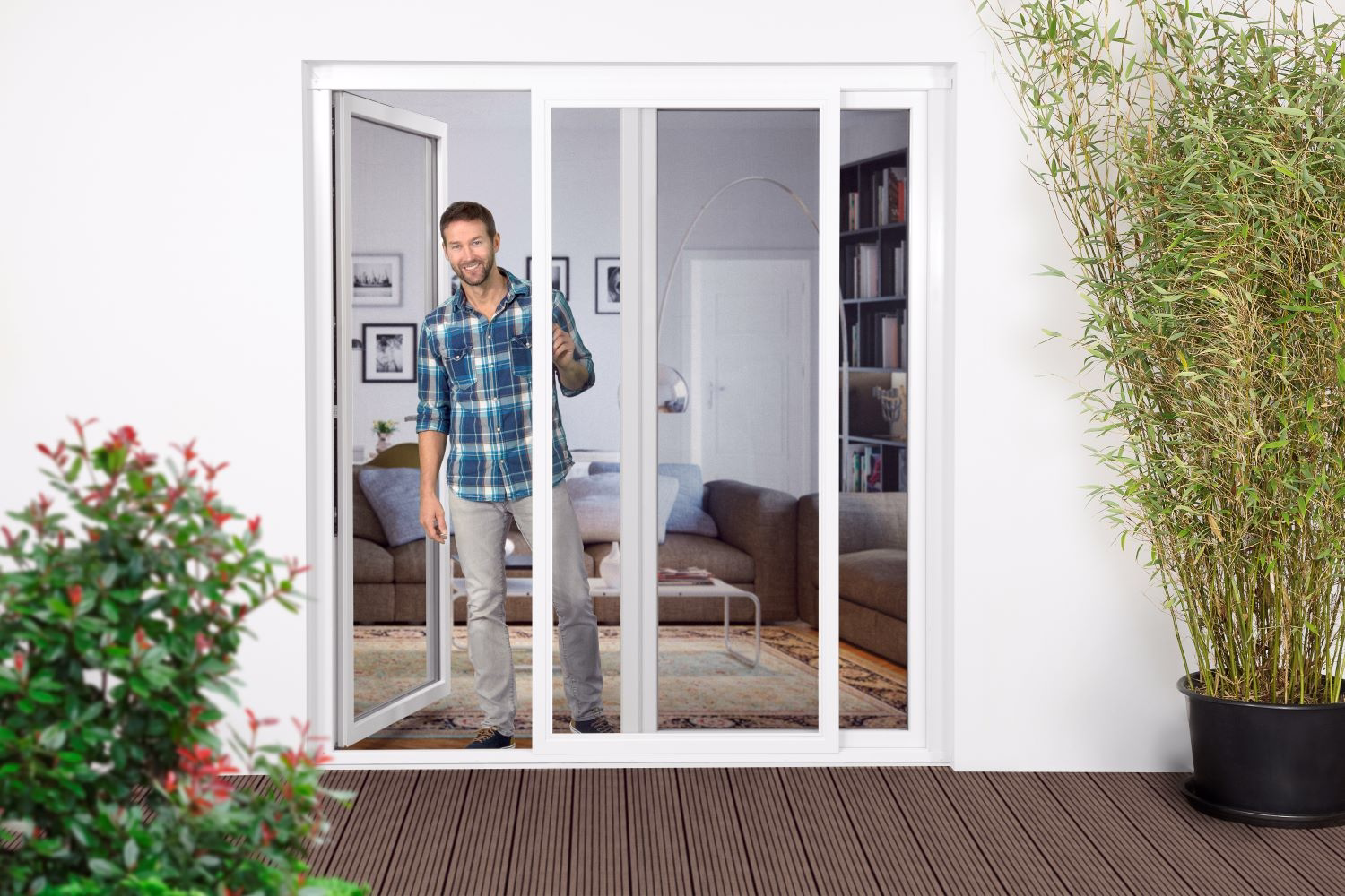 LeuTec GmbH Fliegengitter Schiebetür - mit Laufschienen ST30/2